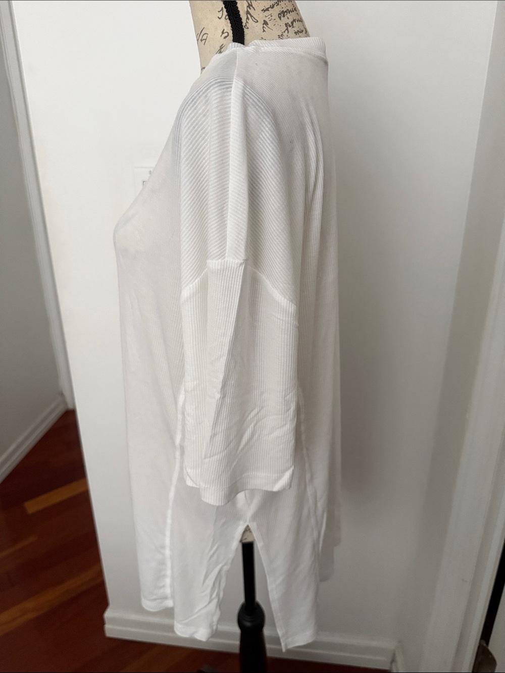 ASOS White Ribbed-Like Relaxed Tunic Tee - Picture 2 of 7